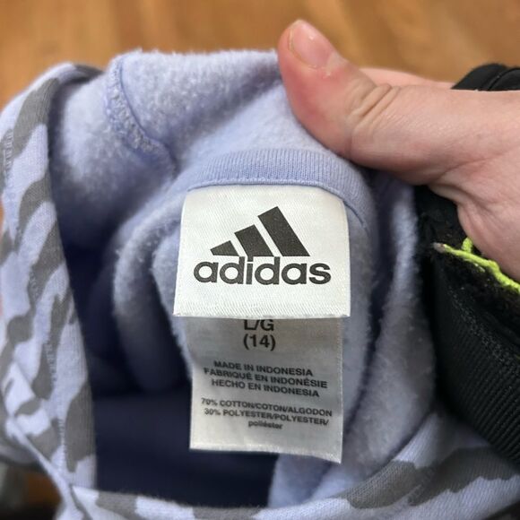 Girls Adidas Zebra Print Hoodie Sweatshirt - Picture 2 of 4